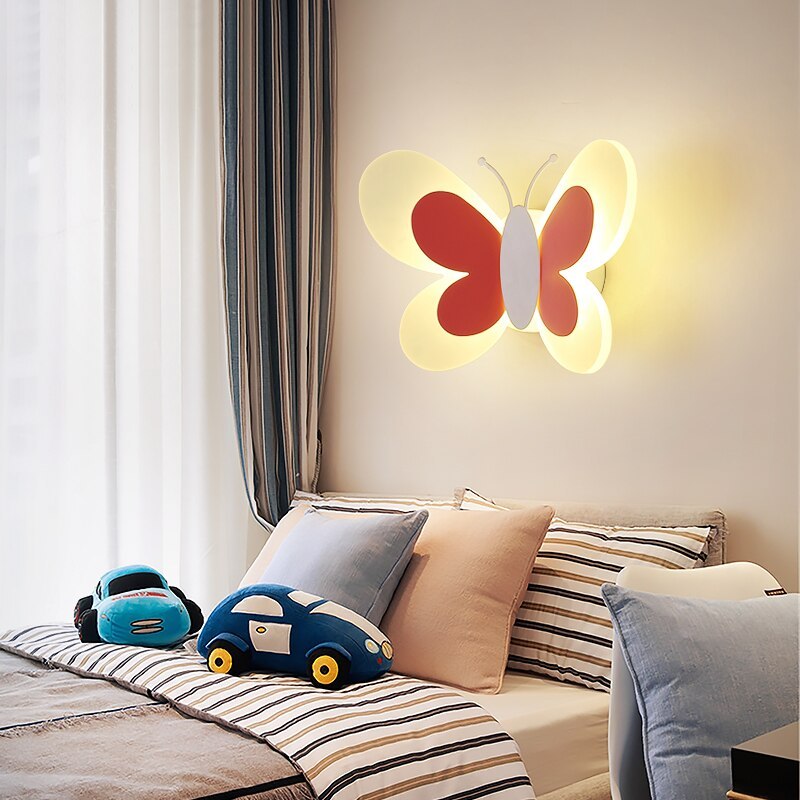 Creative butterfly wall lamp boy girl room lamp