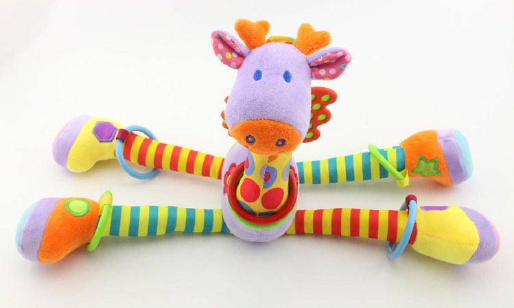 Desarrollo Infantil Traqueteo Suave Felpa De La Jirafa Animal Handbells Juguete Mango Venta Caliente Con Anillo De Del De Peluche De Juguete