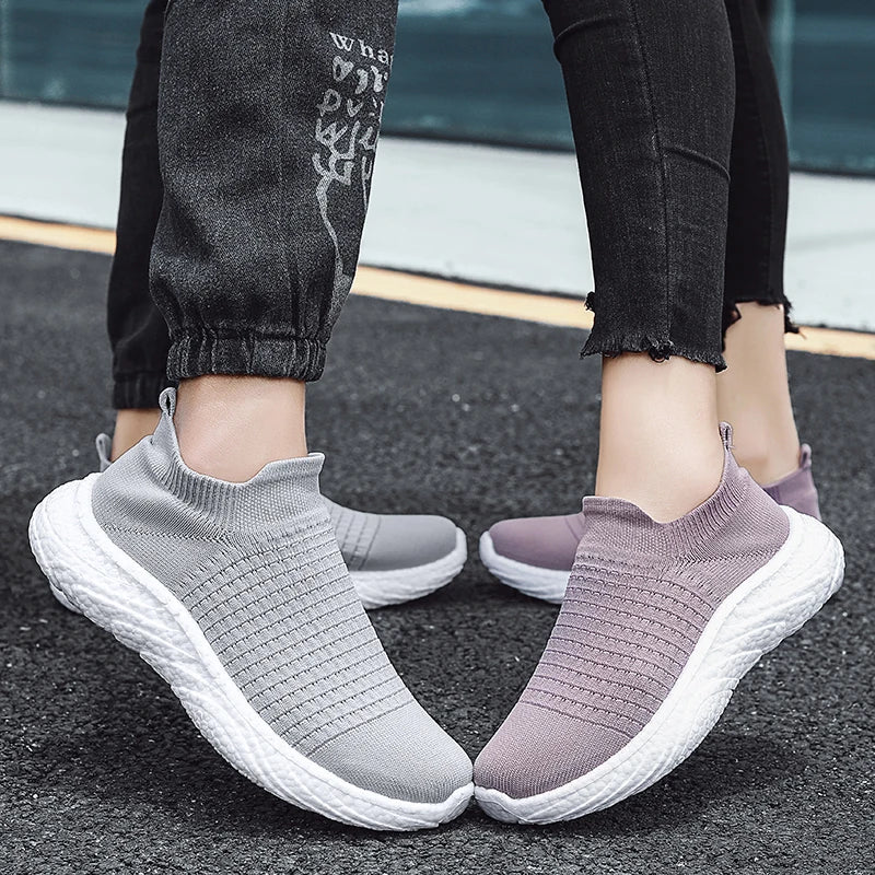 Womens Walking Shoes Slip on Running Shoes Lightweight Workout Gym Shoes Breathable Casual Sneakers