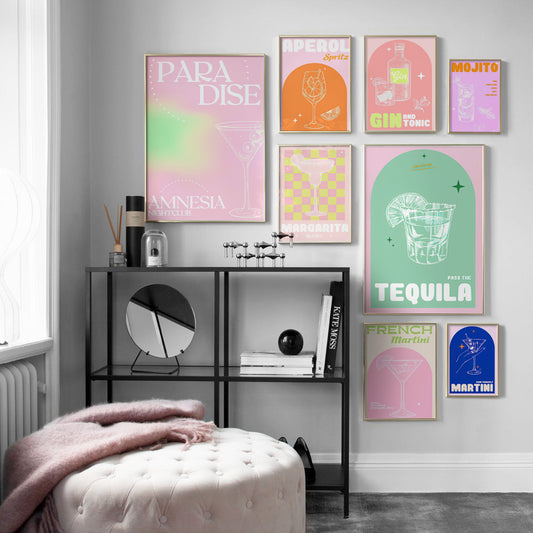 Nordic Posters And Printed Photos On The Wall Of The Bar Room Decor