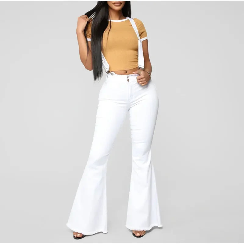 Plus Size Suspender Flare Jeans Jumpsuits 3XL Wide Leg Denim Overalls Vintage Blue Streetwear Bib Pant One Piece Bandage Outfits