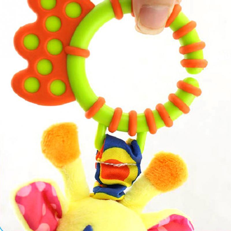 Desarrollo Infantil Traqueteo Suave Felpa De La Jirafa Animal Handbells Juguete Mango Venta Caliente Con Anillo De Del De Peluche De Juguete