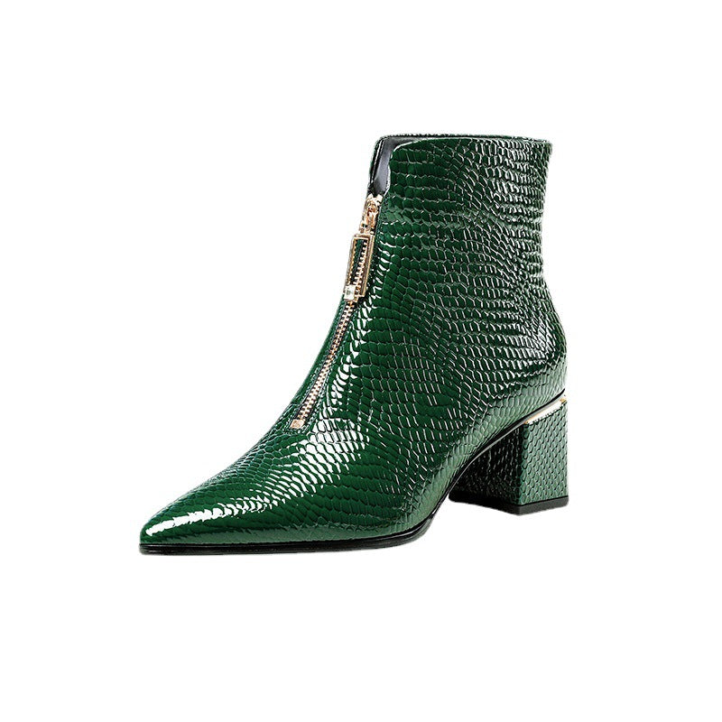 Women's Cowhide Boots Heel High Heel Leather Boots