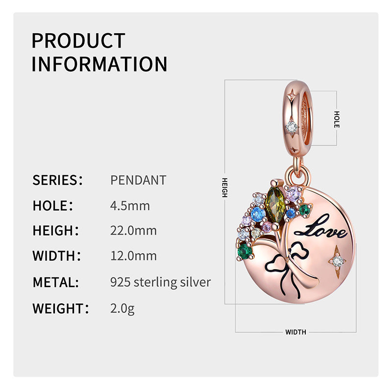 Flower Pendant 925 Sterling Silver Rose Gold Plated Valentine's Day CHARMS Necklace Bracelet Diy Accessories Beads