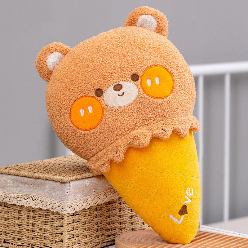 New Cartoon Animal Bear Ice Cream Pillow Plush Toy