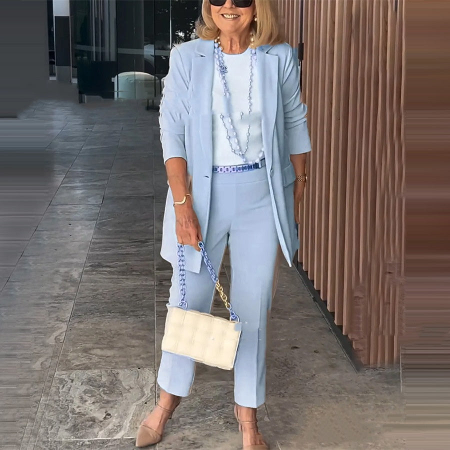 Cardigan Suit Coat And Trousers Two-piece Set