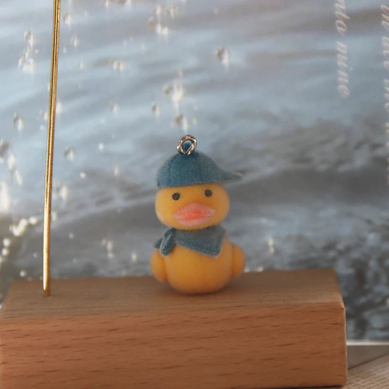 30Pcs 3D Cute Flocked Duck Charms Cartoon Animal Duck Resin Pendant Earrings Keychains Accessories for DIY Crafts Jewelry Make