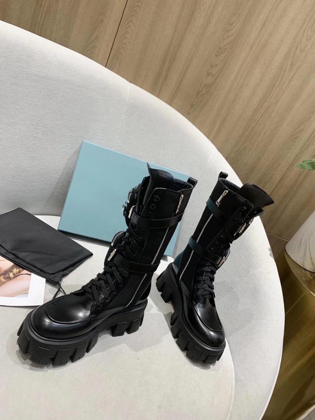 Women's New Leather Platform Boots Bag Tactical