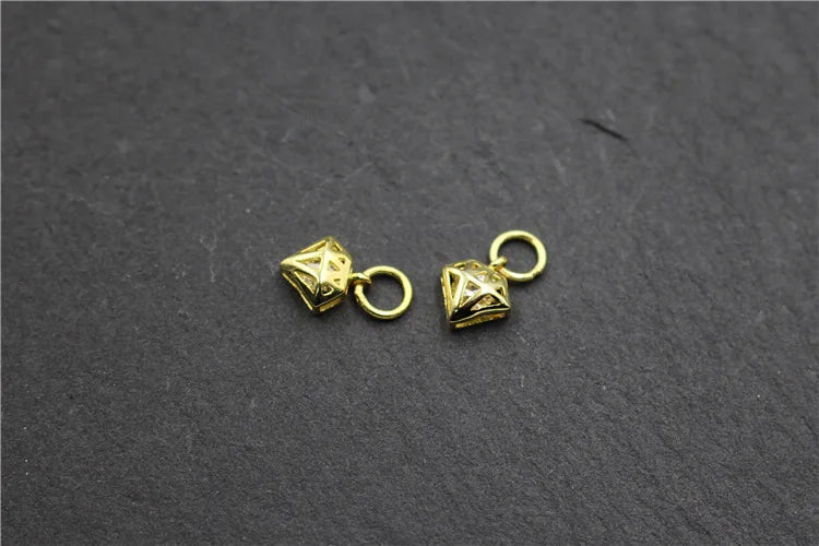 1pc/Lot 925 Sterling Silver Diamond Design Necklace Charms 8.5x7.5mm Earrings Bracelets Metal Pendants DIY Fine Jewelry Findings