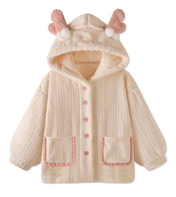 Women's Fashion Flannel Long Sleeve Warm Student Homewear Sets