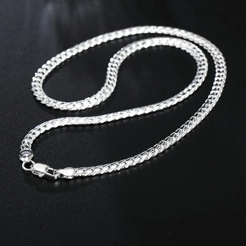 925 Sterling Silver Christmas Gifts European Style Retro 6MM Flat Chain Necklace Bracelets Fashion For Man Women Jewelry Sets
