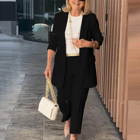 Cardigan Suit Coat And Trousers Two-piece Set