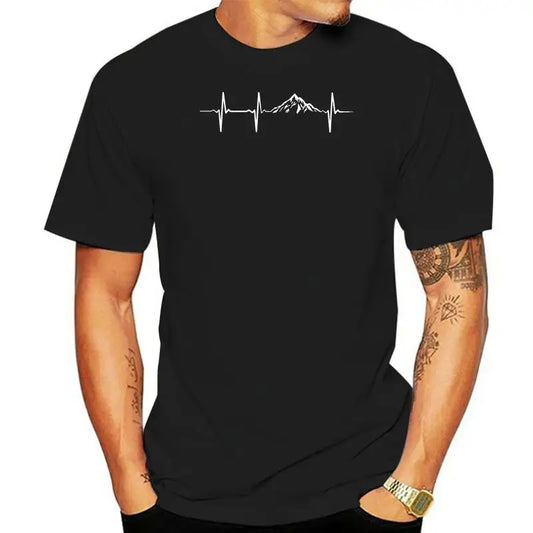 Heartbeat Mountains Hikings Sports 2022 Summer T-Shirts For Men T Shirt Hot Sale Clothes Custom T Shirts Online