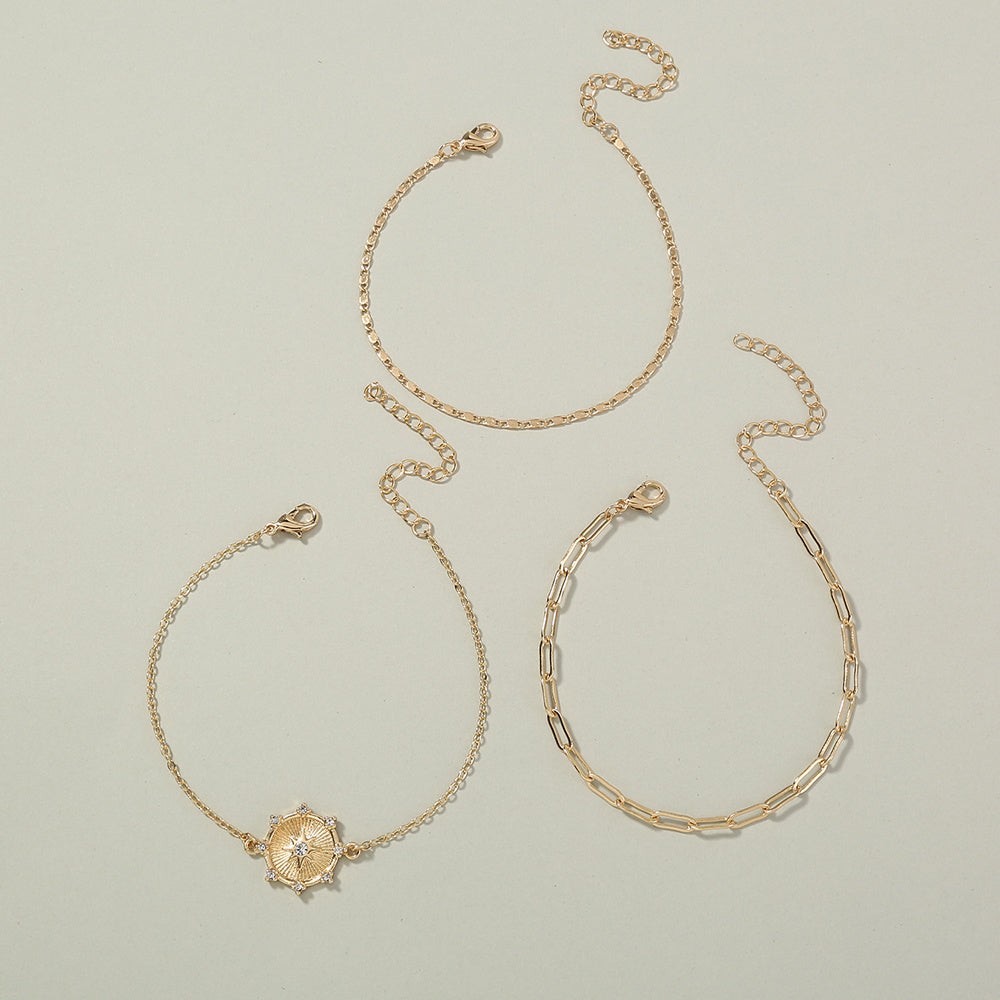 Small Design Star Star studded diamond tag tag lattice chain multi-layer Bracelet woman