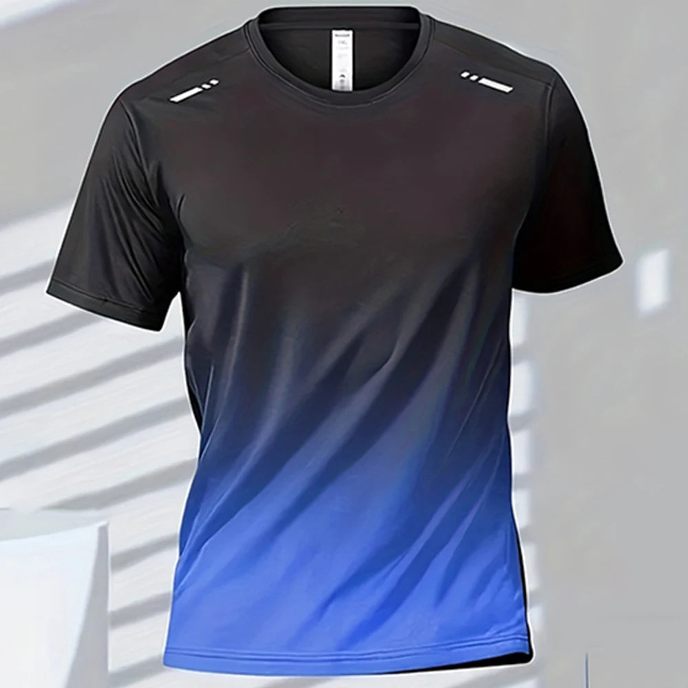 Men's T-shirts Sports Running T-shirt Quick-drying Gradient Short Sleeve Tees Outdoor Workout Basketball Training Running Outfit