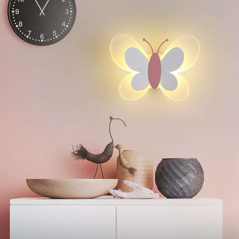 Creative butterfly wall lamp boy girl room lamp