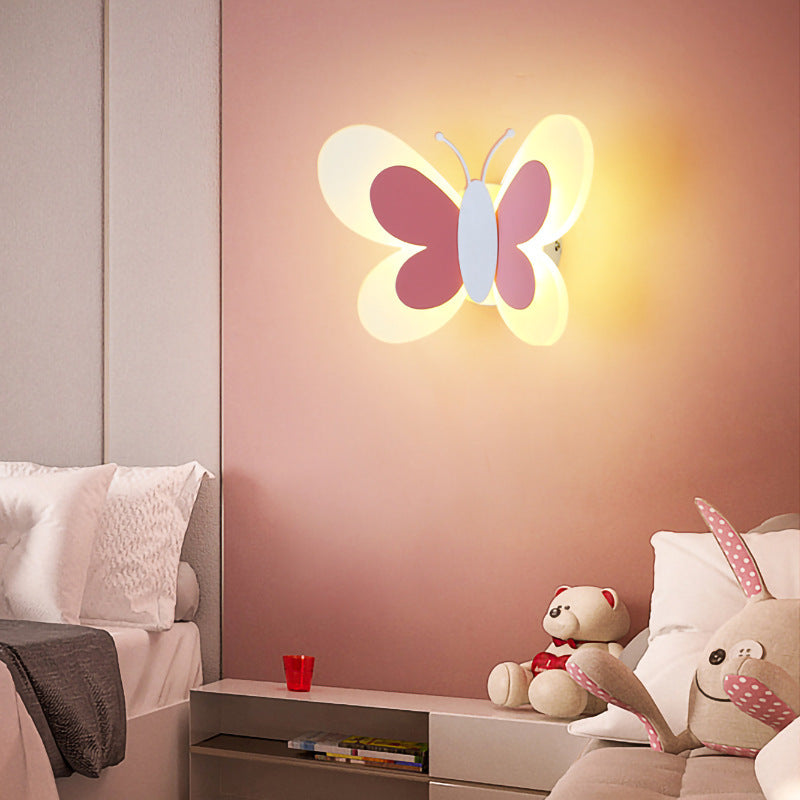 Creative butterfly wall lamp boy girl room lamp