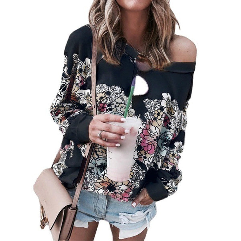 Printed Long Sleeve Sweatshirt Jacket Women