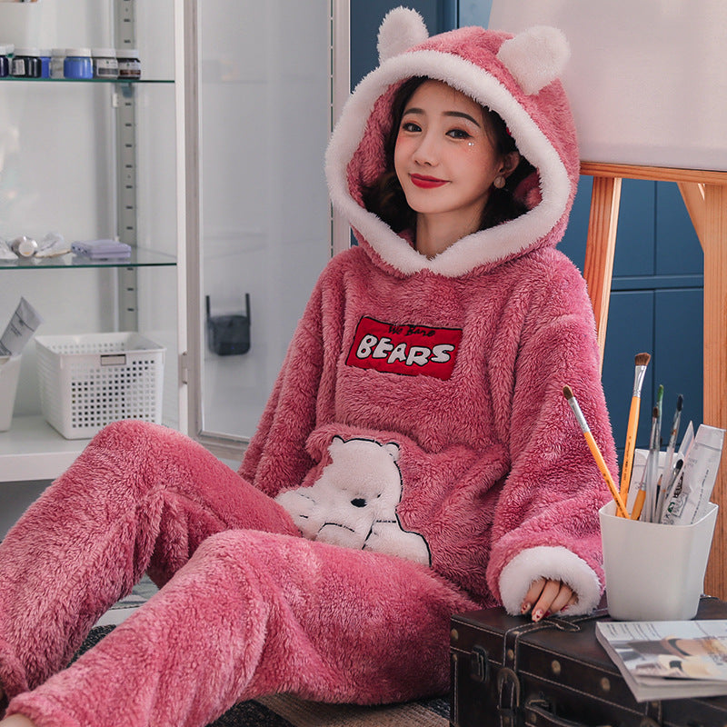Thick Warm Pajamas For Women Velvet Pijama