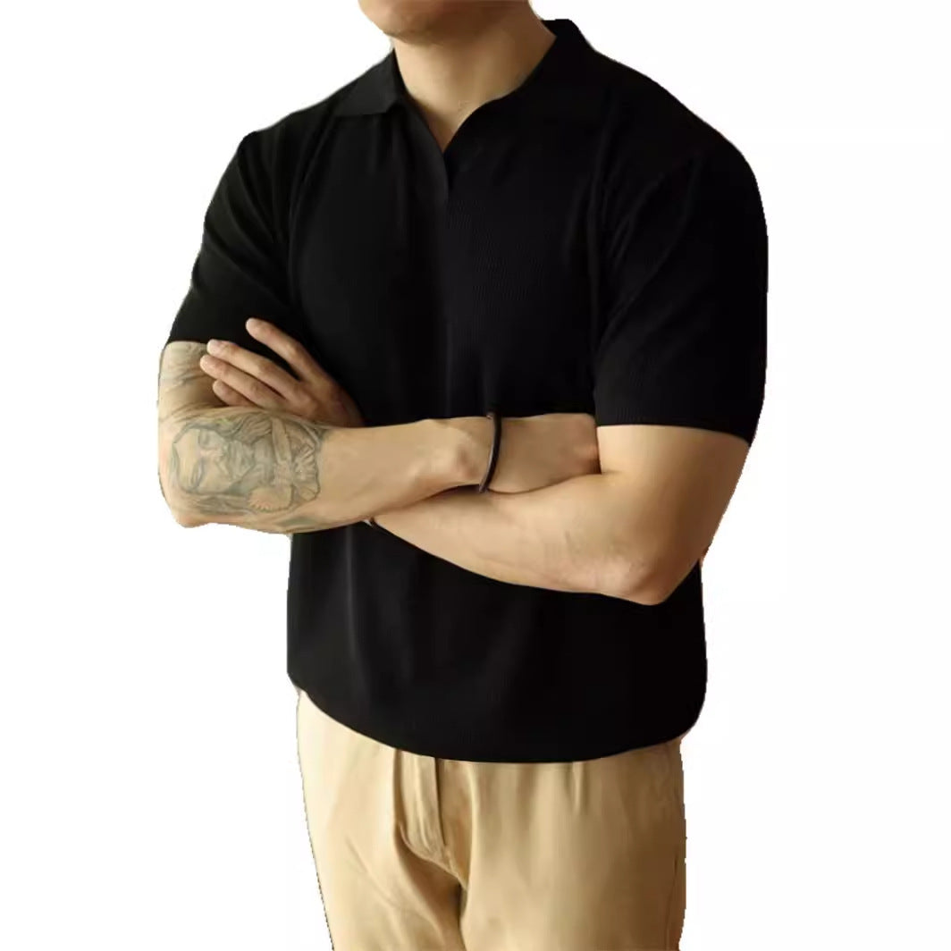 American V-neck Polo Shirt Men's Design Sense