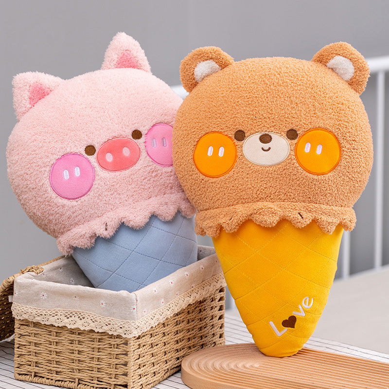 New Cartoon Animal Bear Ice Cream Pillow Plush Toy