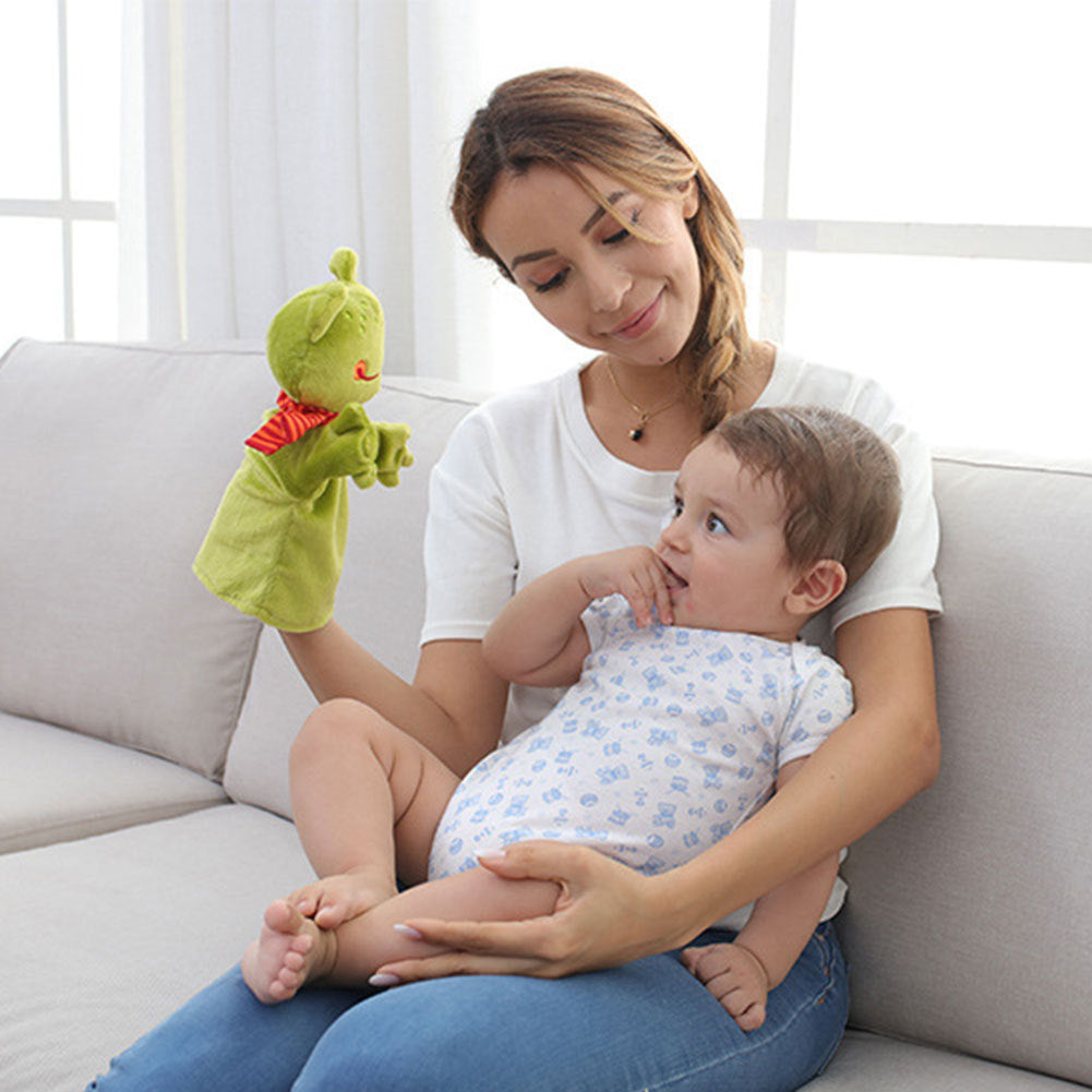 Cute cartoon animal hand puppet Monkey frog duck Plush toy doll baby Comforting towel