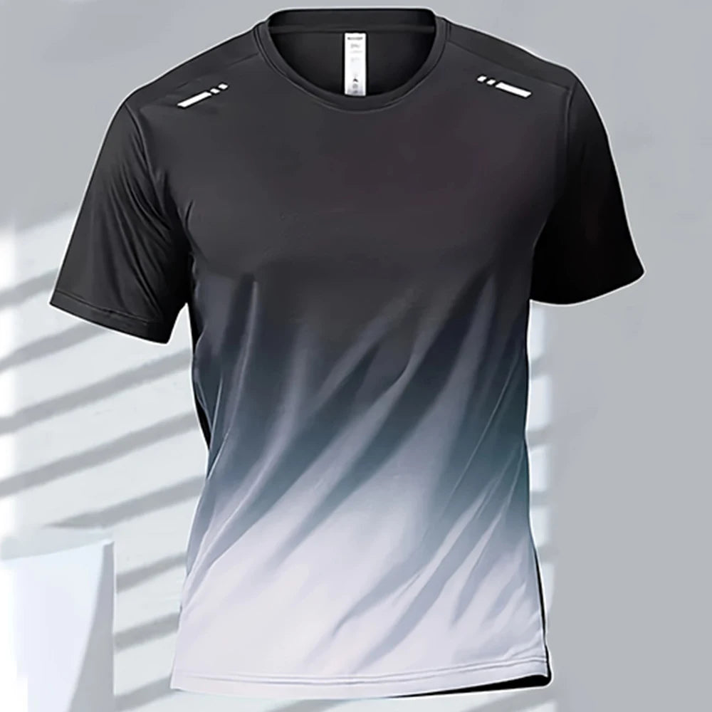 Men's T-shirts Sports Running T-shirt Quick-drying Gradient Short Sleeve Tees Outdoor Workout Basketball Training Running Outfit