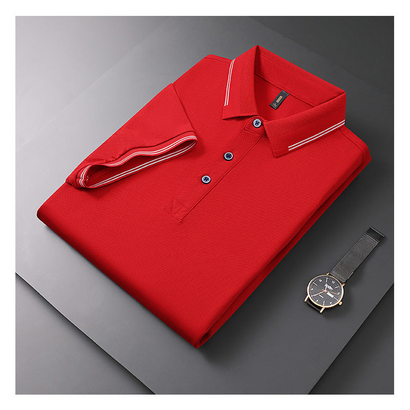 Summer New Textured Men's Polo Shirt Lapel T-shirt Top