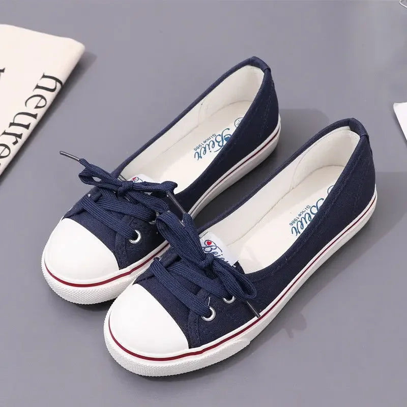 Ladies Shoes Low Canvas Flat Lace Up Women Footwear Casual Sneaker Trends 2024 Designer Walking Light A Shoe Cheap New Spring 39