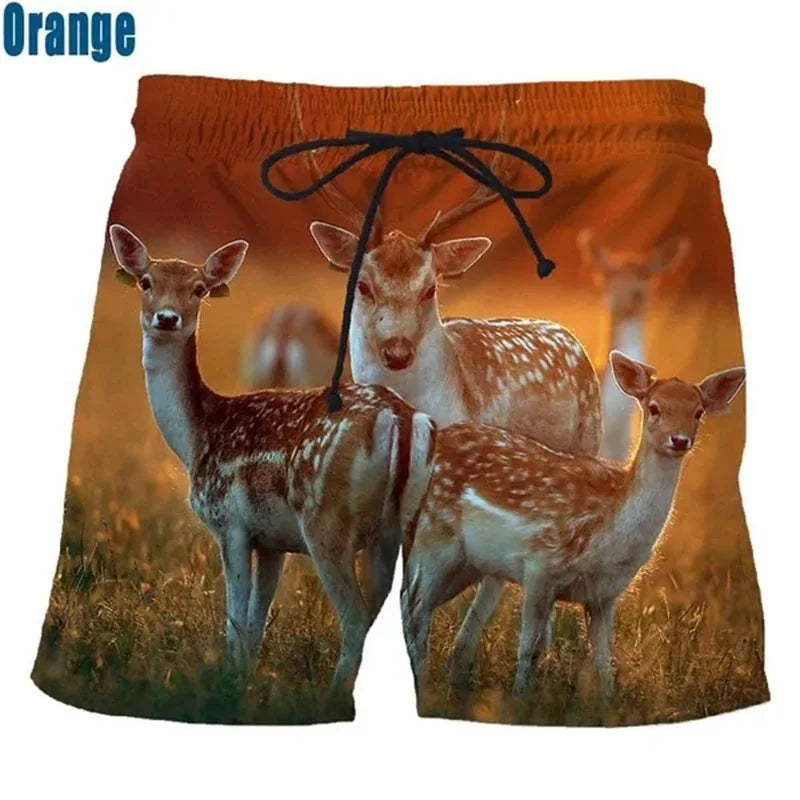 3D Printed Animal Deer Hunting Shorts For Men Summer Casual Personality Plus Size Shorts Men Seaside Vacation Short Pants