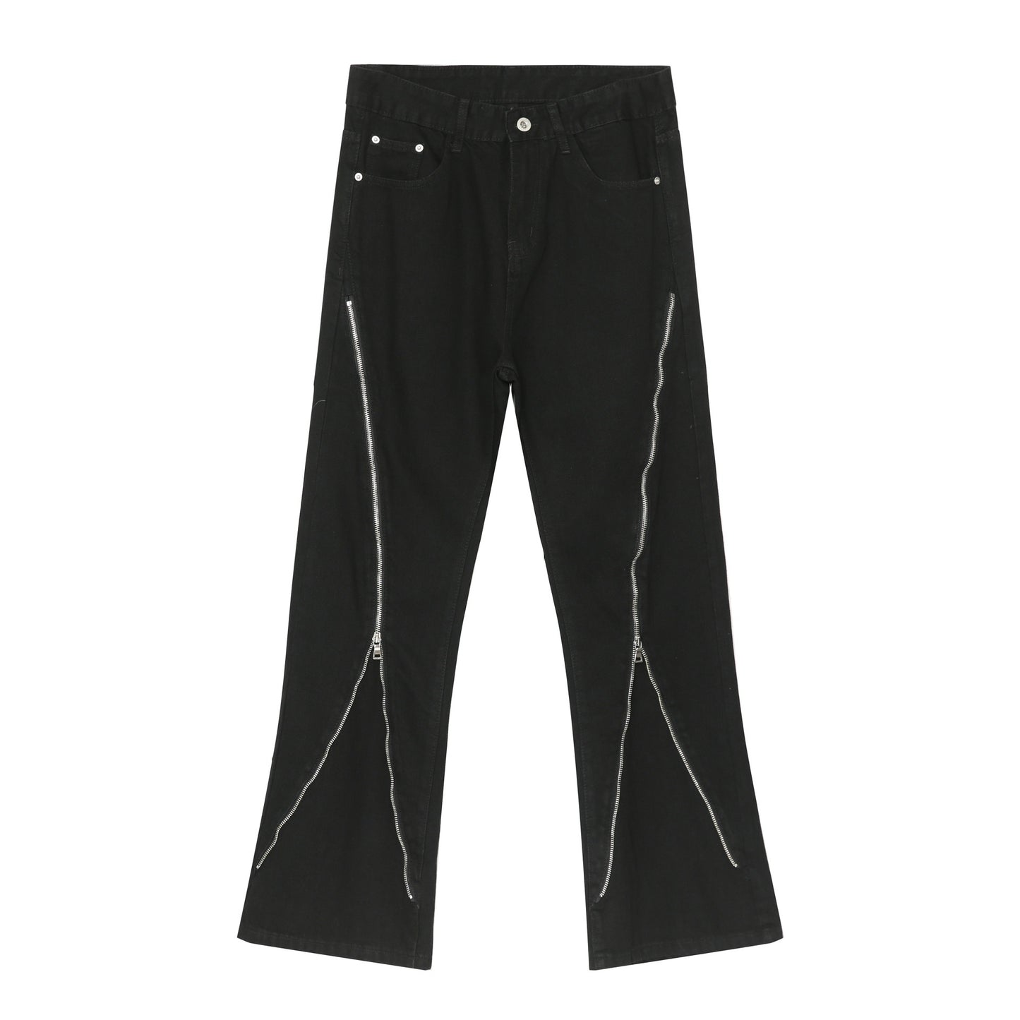 Street Dark Loose Slightly Flared Jeans Zipper Design Men's Pants