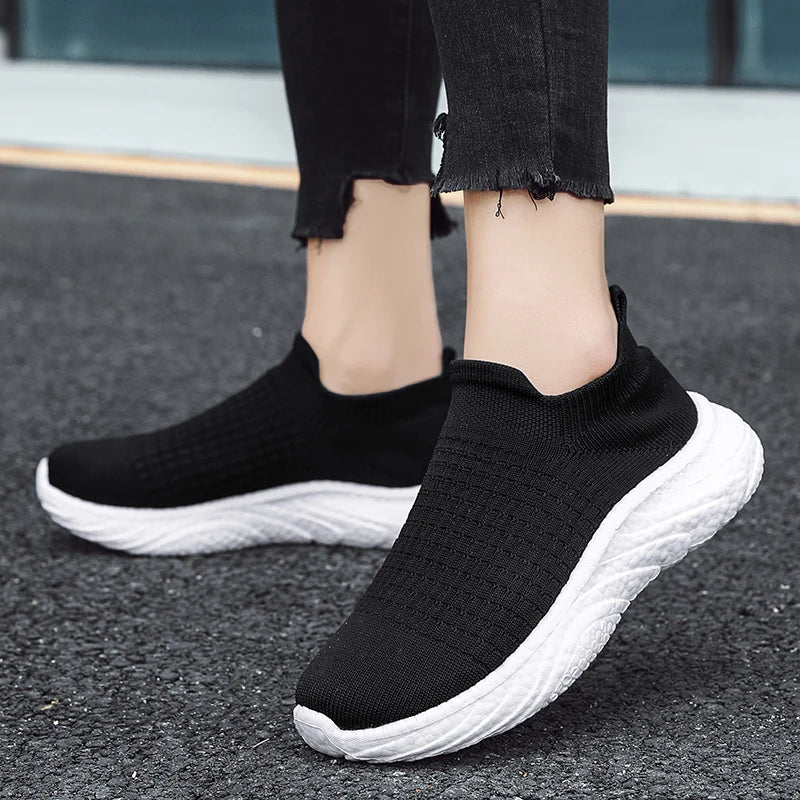Womens Walking Shoes Slip on Running Shoes Lightweight Workout Gym Shoes Breathable Casual Sneakers