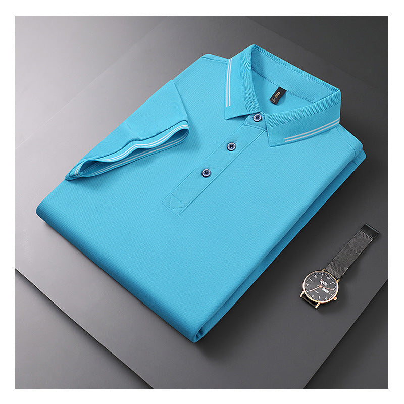 Summer New Textured Men's Polo Shirt Lapel T-shirt Top