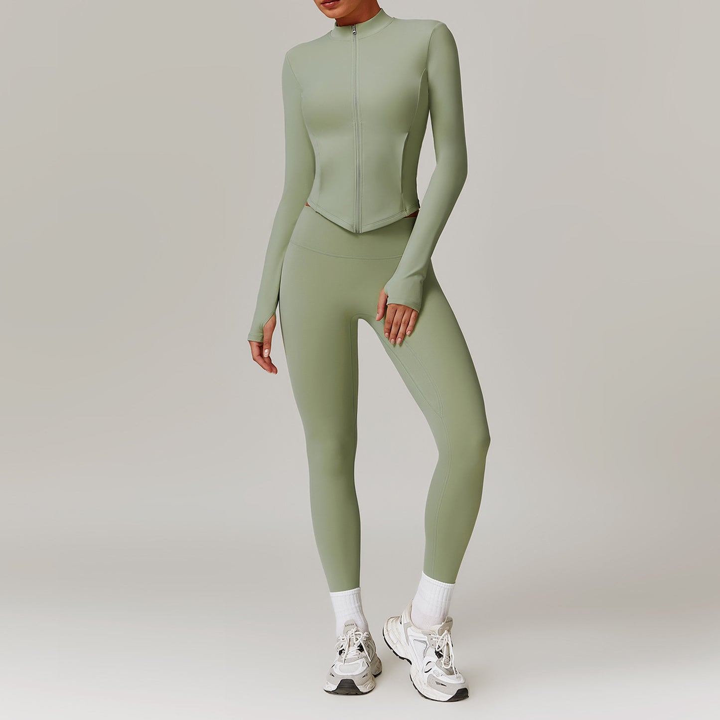 Leisure velvet suit with high waist, wide legs, warm yoga clothes, women's slimming long sleeved fitness suit