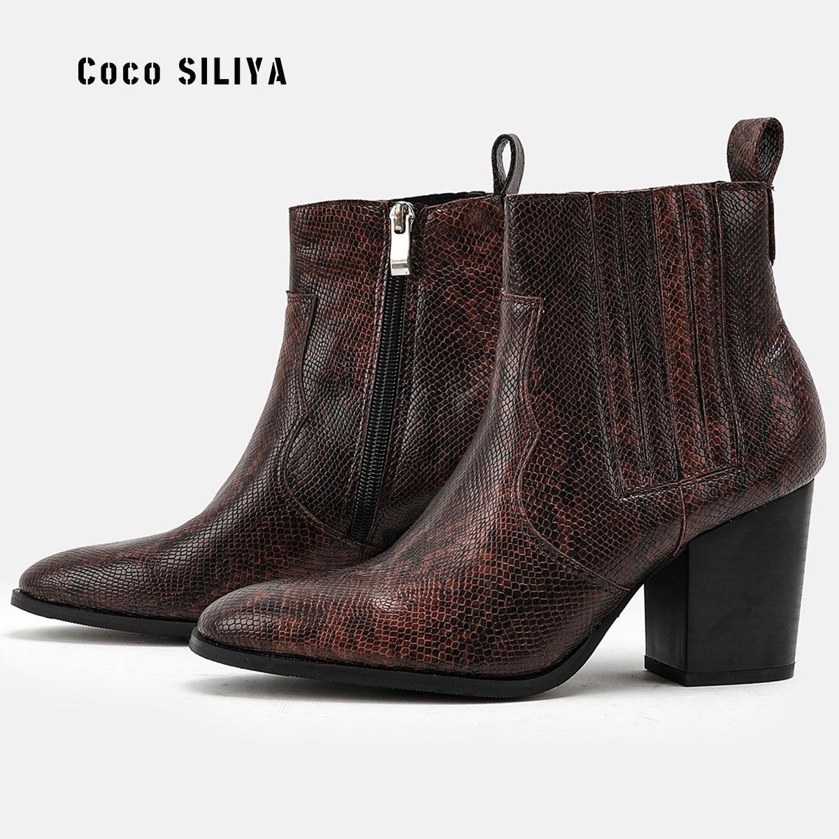 Short Boots Snakeskin Pattern