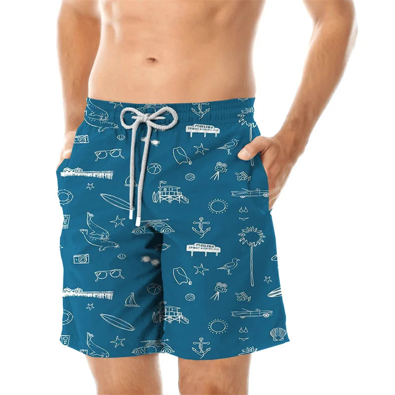 2024 Beach Shorts Pants Swimsuit Tropical Summer Casual Mens Swim Trunks 3D Print Board Shorts Cool Ice Shorts Ropa Hombre Pants