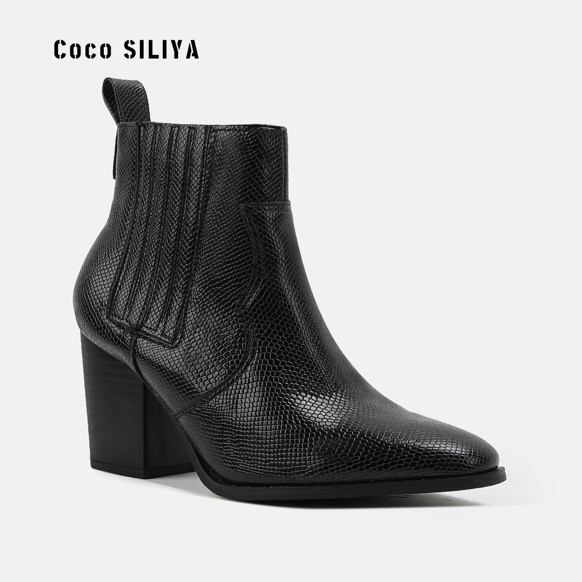 Short Boots Snakeskin Pattern