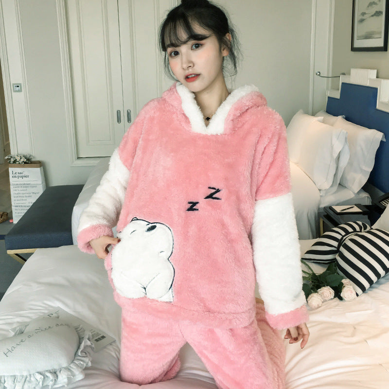 Thick Warm Pajamas For Women Velvet Pijama