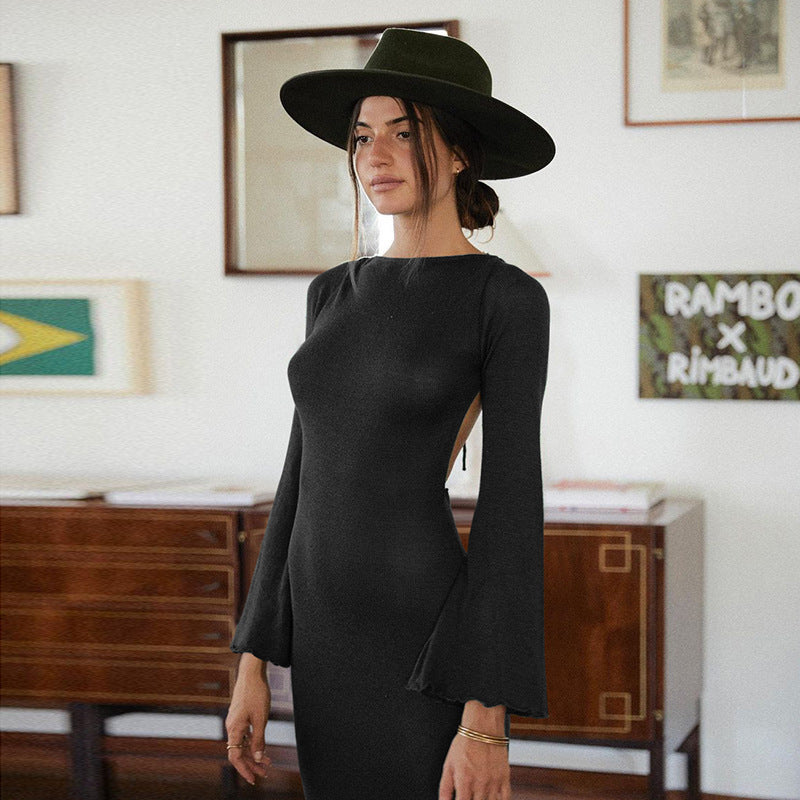 New Sexy Long Sleeved Halter Lace Up Dress