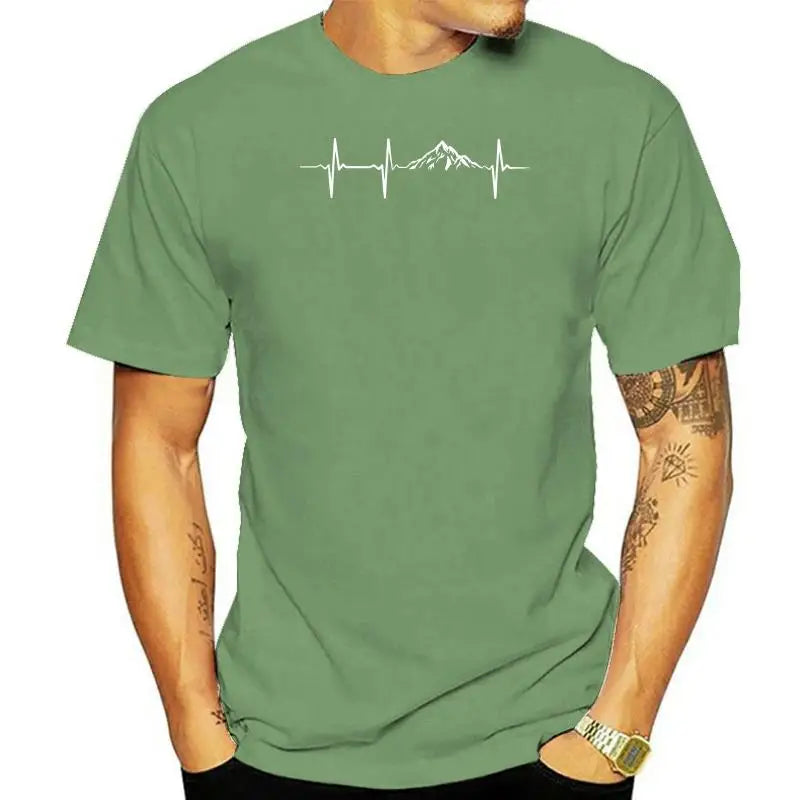 Heartbeat Mountains Hikings Sports 2022 Summer T-Shirts For Men T Shirt Hot Sale Clothes Custom T Shirts Online
