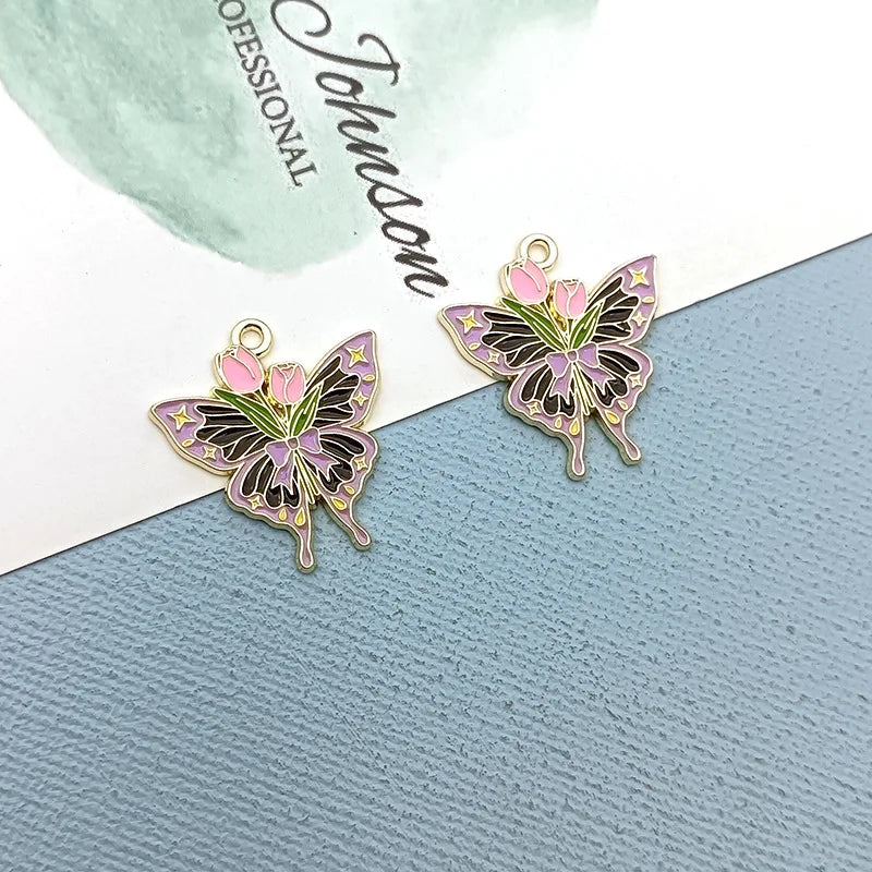 10Pcs Creative Rose Butterfly Cross Charms Alloy Pendent  For Phone Keychain Earring Bracelet Necklace DIY Crafts Jewelry Make