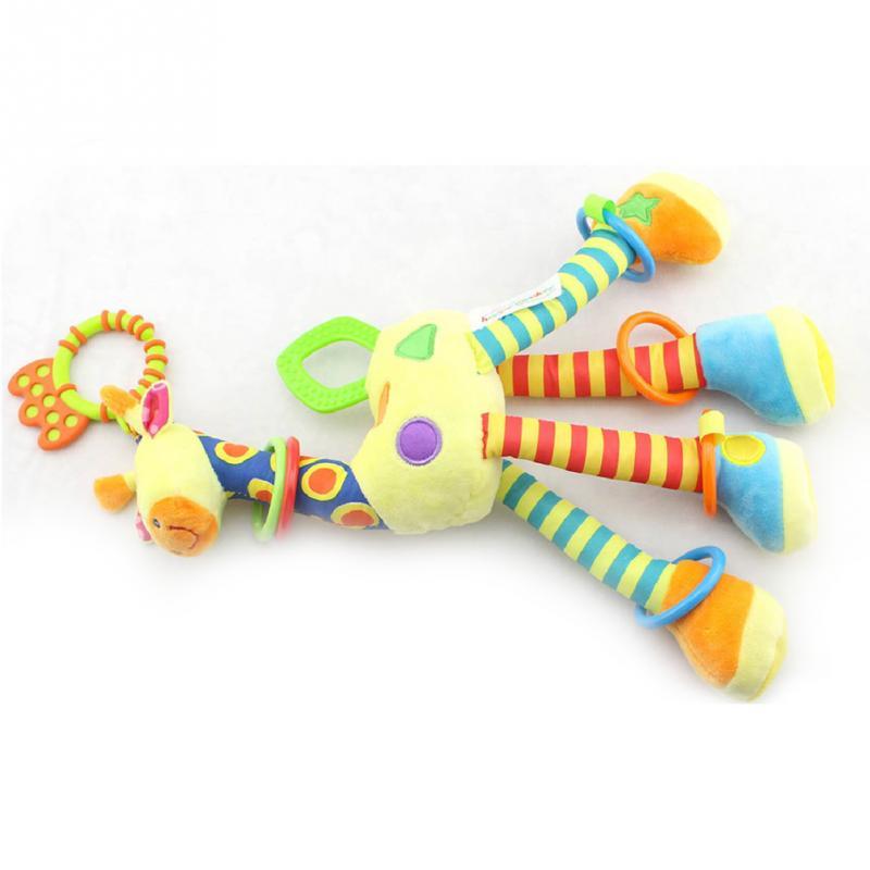 Desarrollo Infantil   Traqueteo Suave Felpa De La Jirafa Animal Handbells Juguete Mango Venta Caliente Con Anillo De  Del   De Peluche De Juguete