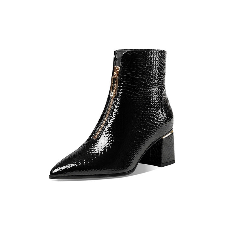 Women's  Cowhide Boots Heel High Heel Leather Boots