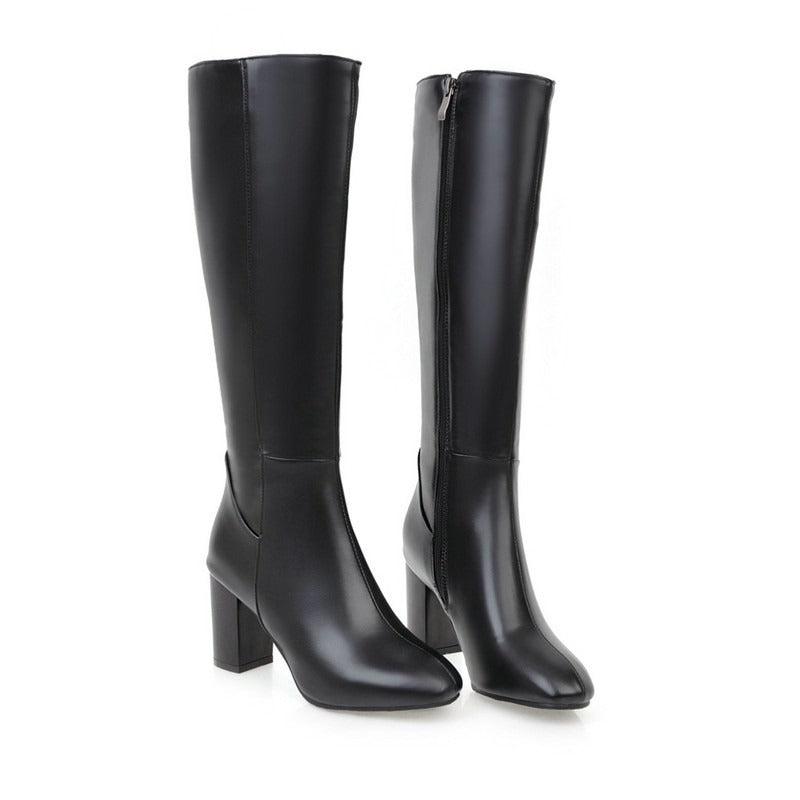 British style thick soled high-heeled Women's boots