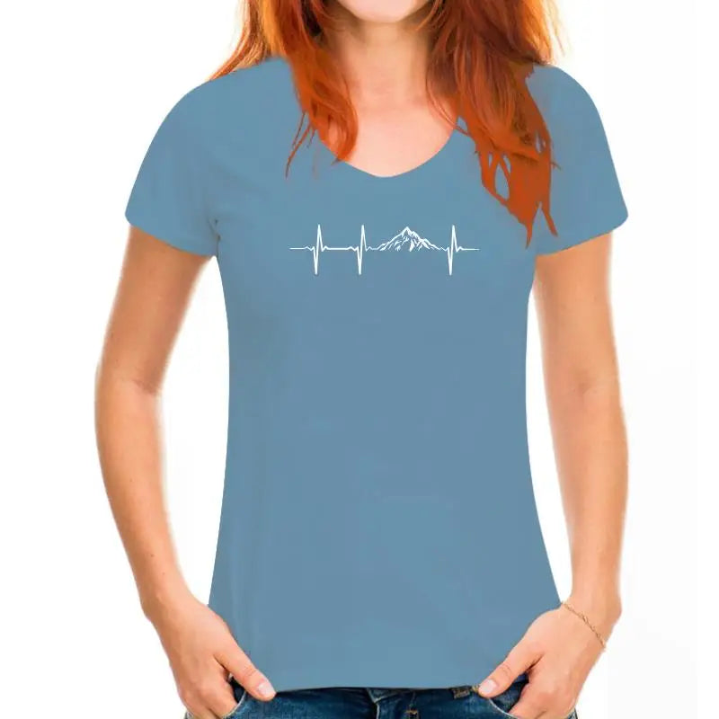 Heartbeat Mountains Hikings Sports 2022 Summer T-Shirts For Men T Shirt Hot Sale Clothes Custom T Shirts Online