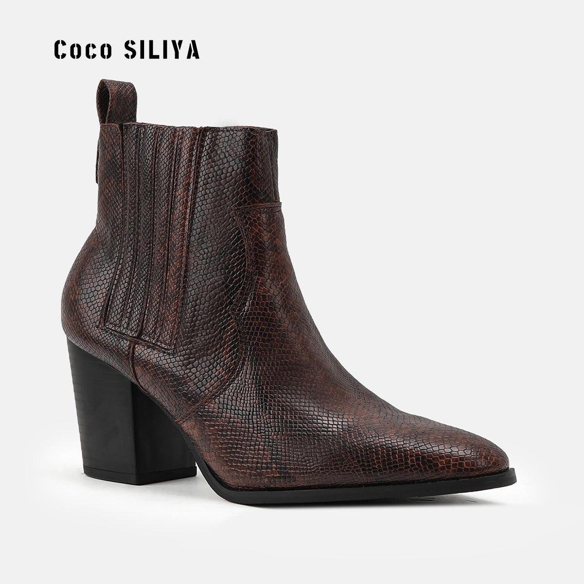 Short Boots Snakeskin Pattern