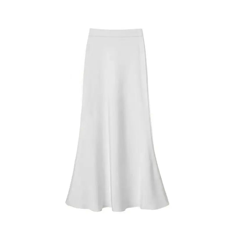 Women's Fashion French Acetate Satin Hip Wrapping Half Fish Tail Skirt Spring And Autumn Medium Long Style Alternative Clothing