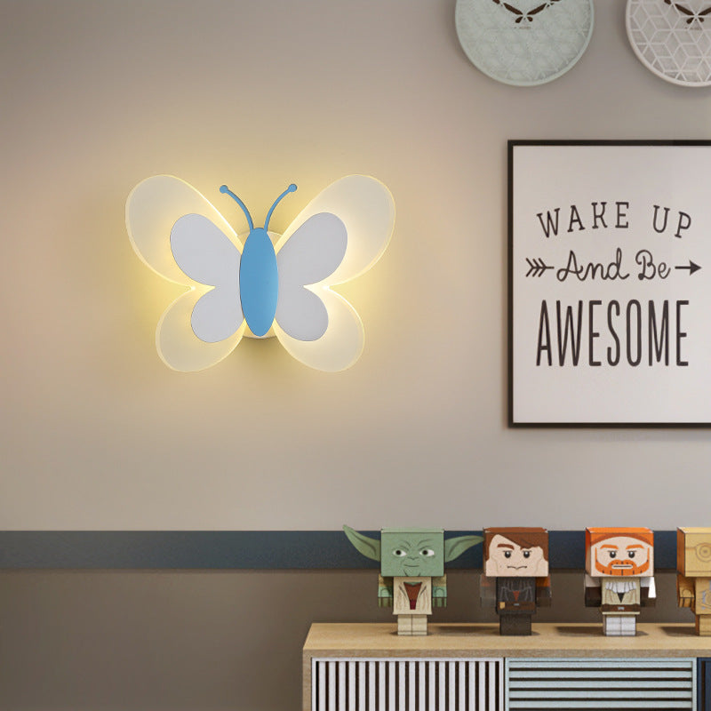 Creative butterfly wall lamp boy girl room lamp
