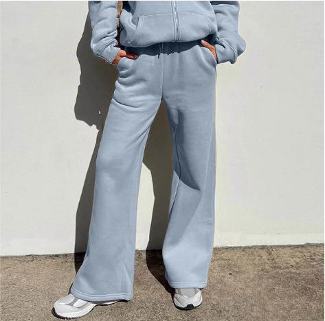 Fall Casual Hooded Sportswear Two-Piece Women Solid Loose Hooded Sportswear Jogging Pants Suit