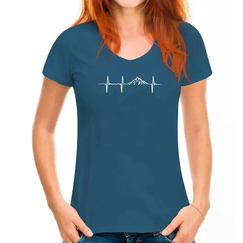Heartbeat Mountains Hikings Sports 2022 Summer T-Shirts For Men T Shirt Hot Sale Clothes Custom T Shirts Online